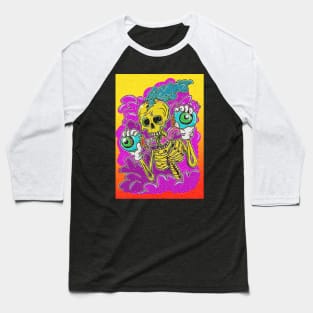 Psychedelic Skeleton holding eyeballs Baseball T-Shirt